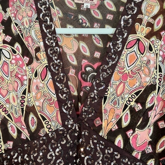 Wayan Cotton Dress with Tie and Sequins Brown Size - Picture 8 of 8
